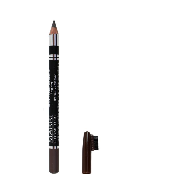 Makki Soft Eyebrow Pencil with brush - 03 Grey Brown Matte Finish Natural Look Fine Strokes