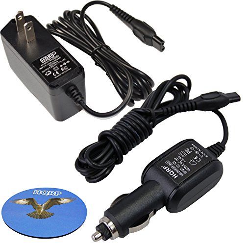 HQRP Kit Car Charger + AC Adapter Compatible with Philips Norelco HS8420, QC5130, QT4021, 6000 Series, 6701X, 6705X, 6706X, 6711X, QUADRA Action, 7315XL, 7325XL, 7340XL, 7345XL, 7349XL, 7350XL Shaver