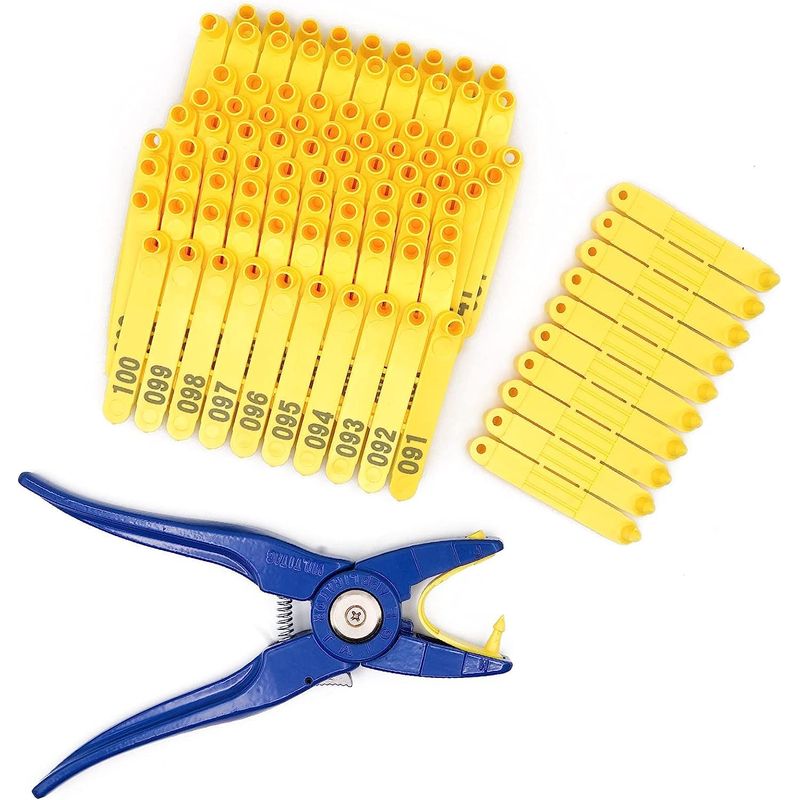 MOGOULUA Ear Tag Pliers with 100pcs Ear Tags for Universal Livestock ...