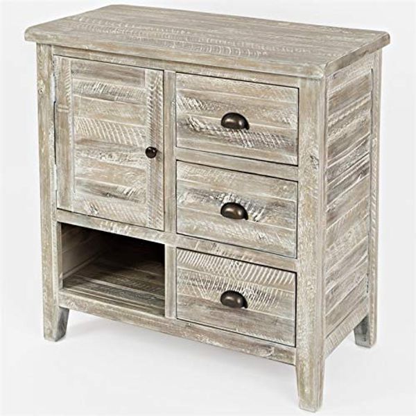 Jofran Artisan's Craft Farmhouse Distressed Acacia 32''Wx15''Dx32''H Accent Cabinet, 32", Weathered White