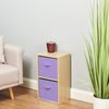 Hartleys 2 Tier Oak Cube Unit - Light Purple Storage Boxes