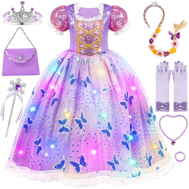 Meland Princess Dresses for Girls - Light Up Princess Costume for Little Girls, Halloween Costumes for Girls Toddler Age 3-8