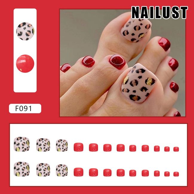 Toe Nails  [Set of 24] Nail Tips Nail Tips Nail Stickers False Nails False Nails Present Paste Nails Peelable Summer Nails Nail Supplies Nail Art Nail Parts NAILUST