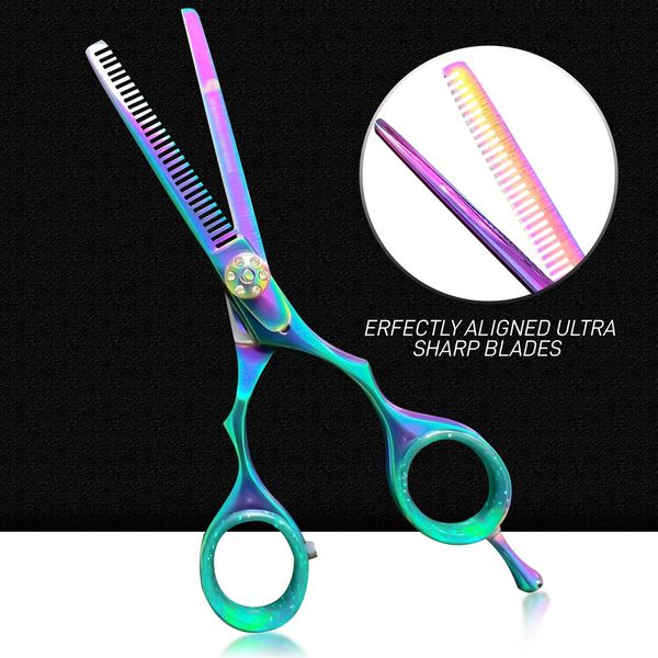 Hairdressing Barber Salon Scissors 5.5''Hair Thinning Multi Color Scissors Sharp