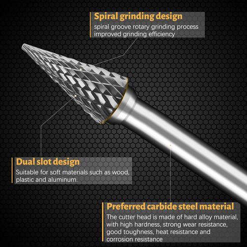20 PCS Carbide Die Grinder Bits for Dremel Rotary Tool Accessories, Heatigo 1/8" Shank Double Cut Tungsten Steel Rotary Burr Set, Carving Tools for Wood Metal Grinding Engraving Polishing