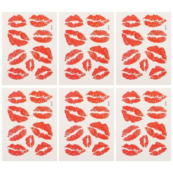 Healifty 6pcs Red Lip Stickers Kiss Stickers Decals Temporary Tattoo Stickers Waterproof Tattoo Decorative Stickers for Neck Leg Face Chest Water Bottle