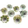 Mango Tree Hand Painted Door Knobs in Pale Mint Green and White Spots, Stripes and Hearts - 8 Pack