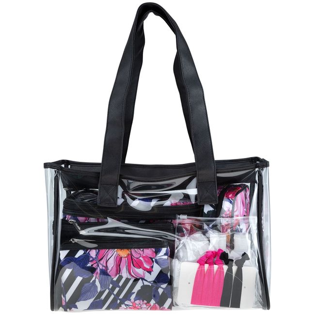 Modella Cosmetic Makeup Bag Organizer Floral Tote 10-Piece Travel Set