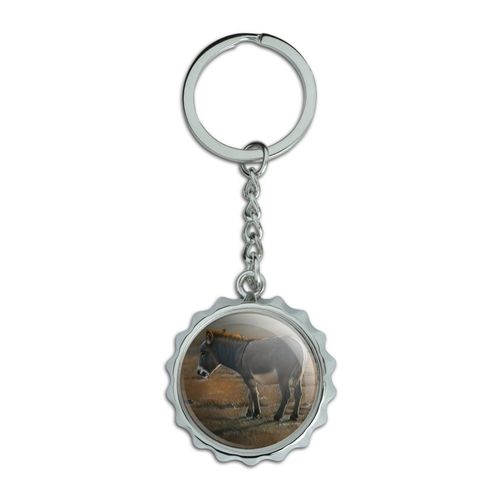 Burro Small Donkey Keychain Chrome Plated Metal Pop Cap Bottle Opener