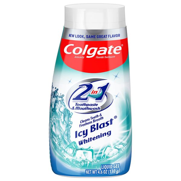 Colgate 2-in-1 Whitening Toothpaste Gel and Mouthwash, Icy Blast, 4.6 Ounce