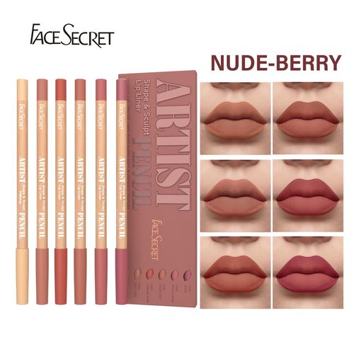 6pcs Nude Lip Liner Makeup Set - Waterproof & Smudge-Proof Matte Pencil, Long-Lasting & Durable, Smooth & Easy Glide, Non-Smudge, Contouring, Filling & Layering (NUDE-BERRY Set, 6 Count (Pack of 1))