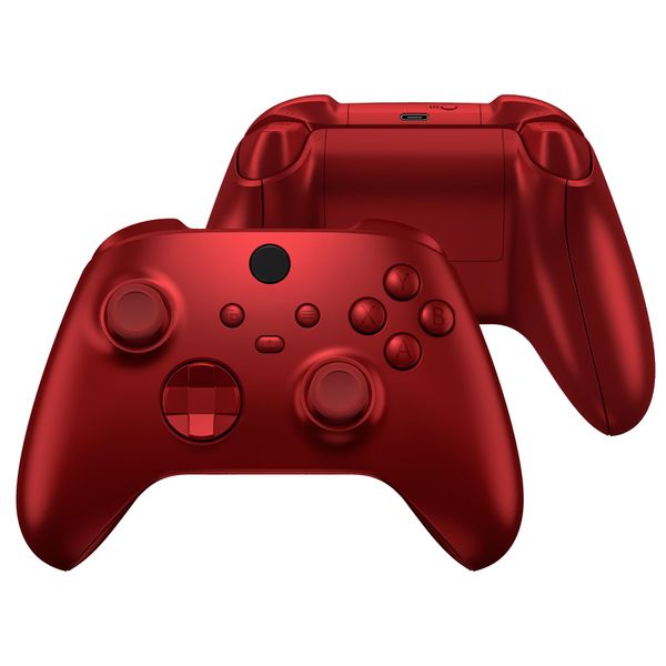 eXtremeRate Full Set Shell Buttons for xbox series X&S Controller, Replacement Side Rail Grip Front Backplate Cover for xbox core Wireless Controllers-Controller Not Included [Red]