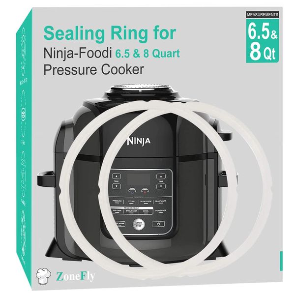 Original Ninja Foodi Sealing Ring Silicone Gasket for Ninja Foodi FD401/FD302/OS401/OS301/OP401/OP302 Pressure Cooker 6.5 Qt and 8 Quart Replacement Gasket Air Fryer Parts - 2 Pack