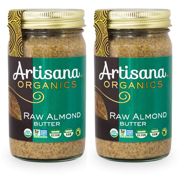 Artisana Organics Raw Almond Butter (2 Pack, 14oz Jars) | No Sugar Added, No Palm Oil, Vegan, Paleo and Keto Friendly, Non-GMO