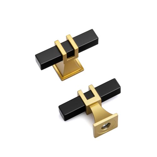 homdiy 10 Pack Black and Gold Cabinet Knobs Square Dresser Drawer Knobs for Kitchen Bathroom,Zinc Alloy Base
