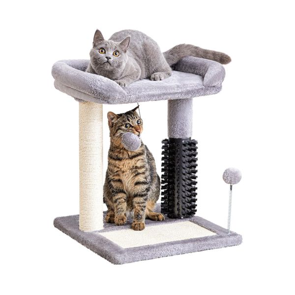 Made4Pets Small Cat Tree Tower, Cat Scratching Post 4-in-1 with Cat Self Groo...