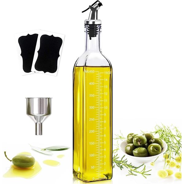 Vinegar and Olive Oil Bottle Dispenser with 1 Pourers,2 Labels and 1 Funnel