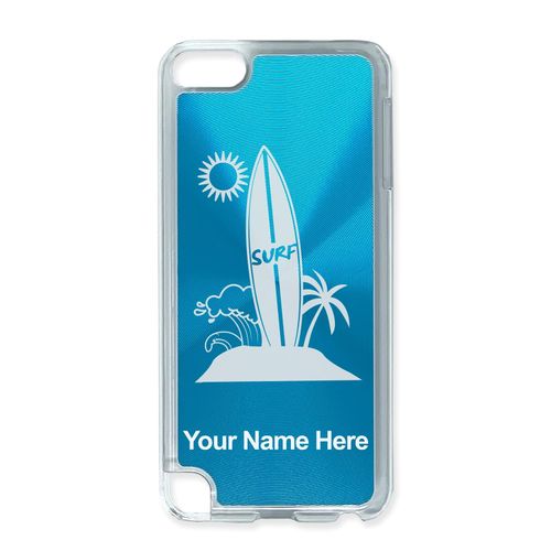 Case Compatible with iPod Touch 5th/6th/7th Generation, Surfboard, Personalized Engraving Included (Light Blue)