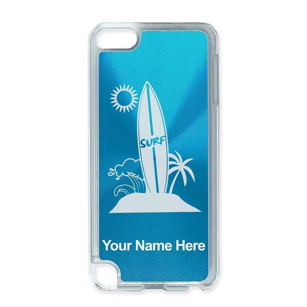 Case Compatible with iPod Touch 5th/6th/7th Generation, Surfboard, Personalized Engraving Included (Light Blue)