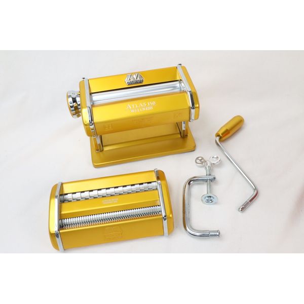 Marcato Atlas 150 Wellness Pasta Maker Hand Crank Machine - Design Line - GOLD