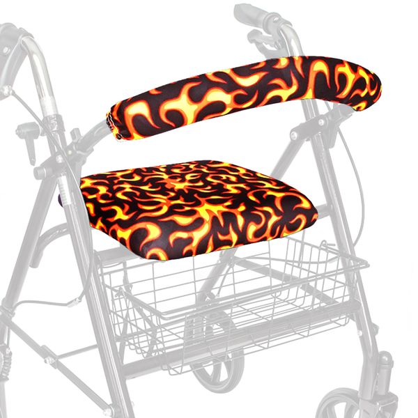 Top Glides "Red Hot Flames" Universal Rollator Walker Seat and Backrest Covers (Flames)