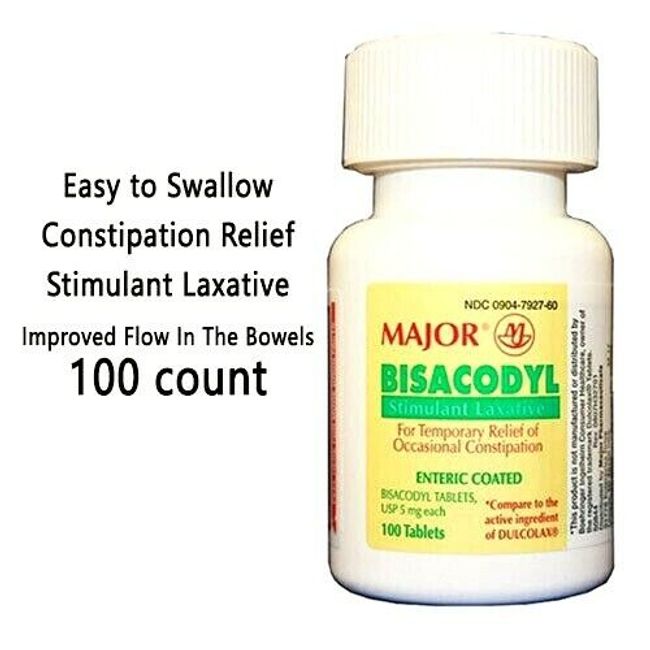 Major Bisacodyl 5mg EC Tablet 100ct Stimulant Laxative Generic Dulcolax