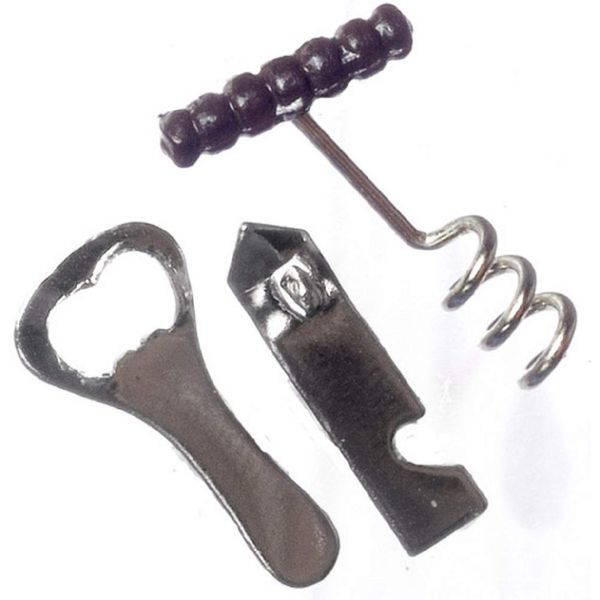 Dolls House Bar Tools Can Bottle Openers Set Miniature 1:12 Scale Pub Accessory