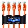 Maximm Cat 6 Ethernet Cable 7 Ft, 100% Pure Copper, Cat6 Cable (5 Pack) LAN Cable, Internet Cable, Patch Cable and Network Cable - UTP (Orange) 7 Feet