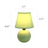 Simple Designs LT2008-GRN Mini Ceramic Globe Matching Fabric Shade Table Lamp, Green