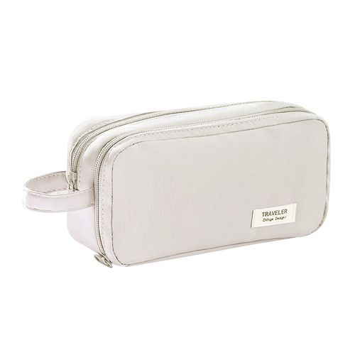 Balakaka Pencil Case Girls Pencil Case Pens 2 Compartments Large Capacity Pencil Case with Carry Handle for 85 Pens, Pencil Cases for Teenagers Girls Women School Office, beige, briefcase