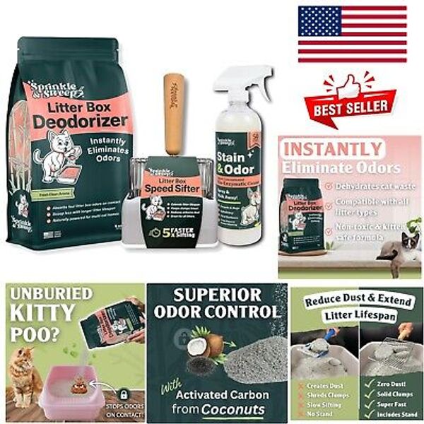 All-In-One Cat Litter Deodorizer Kit - Fresh Scent, Fast Action, Safe for Pets