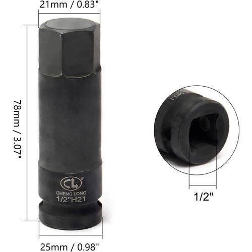 Utoolmart 1/2-Inch Drive Allen Bit Socket, 21mm Hex Impact Socket, Cr-Mo Steel, Master Impact Hex Driver, 1pcs