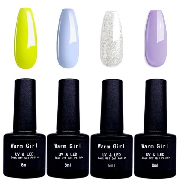 Warm Girl Paris Series Color Gel Gel Set, Polish, Nail Gel, Etc., 4 Colors x 0.3 fl oz (8 ml)