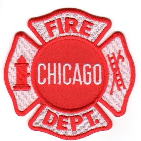 feuer1 Chicago Fire Dept. Badge 8.7 x 8.7 cm, White