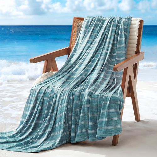 SLEEP ZONE Cooling Blankets for Hot Sleepers, Summer Blanket Thin Lightweight for Bed Couch, Arc-Chill Q-Max 0.5 Cooling Throw Blanket on Night Sweats (Green Striped, 50''x70'')