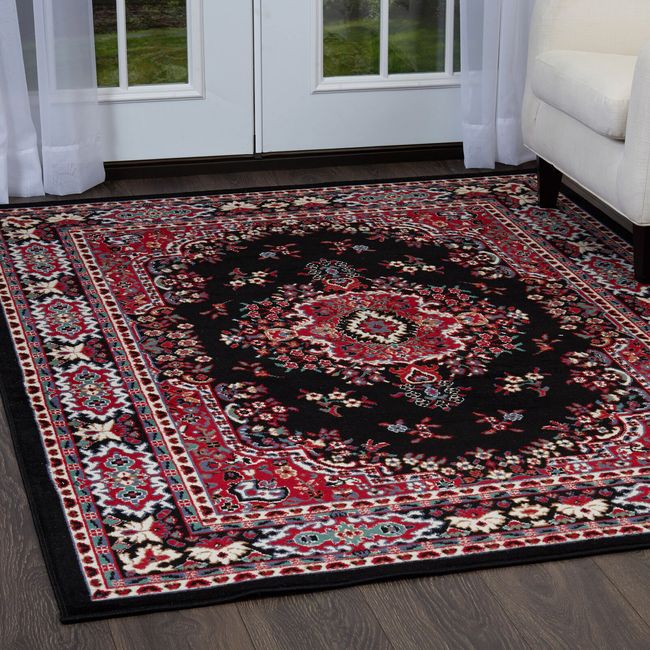 Persien BLACK AREA RUG 2 X 3 MAT ORIENTAL CARPET 69 - ACTUAL 1' 10" x 2' 11"