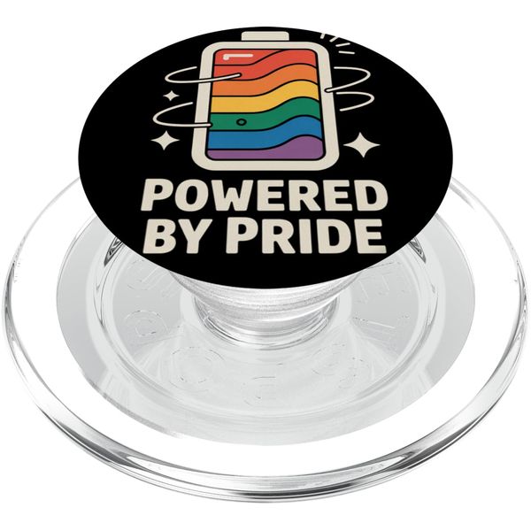 Powered by Pride Colorful Rainbow Battery PopSockets PopGrip for MagSafe