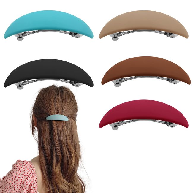 5 PCS Matte Hair Clips Colored Hair Barrettes Metal Snap-on Hair Pins no Hair Damage, Elegant French Clip Barrettes for Women Girls Ladies Thick Hair