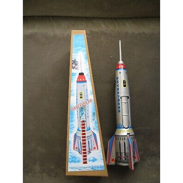 Yuanjie Sky Express Tin Toy Space Ship with Spring Action NEW w/Box