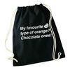 Flox Creative Black Drawstring Bag Favourite Oranges Chocolate Ones