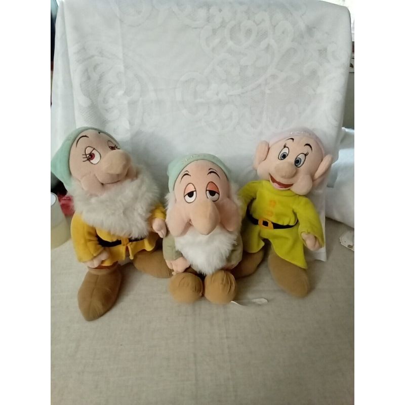 Disney Store Snow White Seven Dwarfs 12" Plush Happy Bashful Set ...