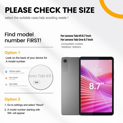 timecity Tablet Case for Lenovo Tab K9/ Tab One 8.7 inch 2025 (TB305XU/ TB305FU) Drop-Proof Protection Cover with 360° Rotate Kickstand & Shoulder Strap & Screen Protector & Stylus Holder - Black