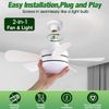 Socket Fan Light with Remote, 2000 Lumens 17.8" E26 Base Screw in Ceiling Fan in