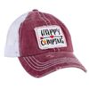 Patch Mesh Baseball Hat - Happy Camping (Burgundy)