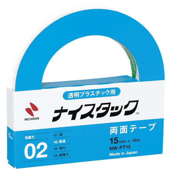 Nichiban NW-PT15 Double-Sided Tape Nistack (Transparent Plastic) 0.6 inches (15 mm) x 69.7 ft (18 m)