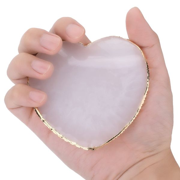 WLLHYF Resin Nail Art Palette Gold Edge Nail Holder Heart Shaped Color Makeup Foundation Mixing Tools Display Board Gel Nail Art Color Mixing Palette Painting Tray Manicure Tool