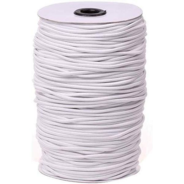 Round Elastic Trim/Stretch Bungee String (2mm - 3mm 1/8" Cord) - White Elastic Cord (5 Yards)