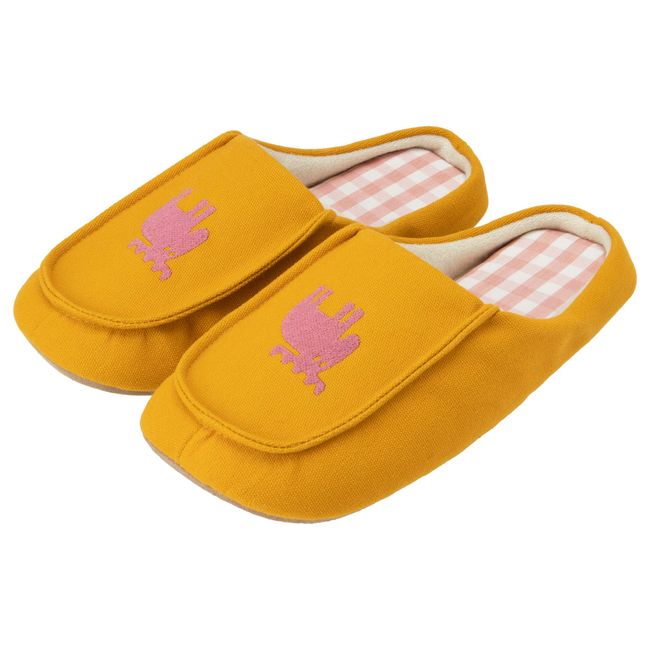 Nippon Slippers 211015 Slippers, Room Shoes, Moz Moccasin, Canvas, 9.1 - 9.8 inches (23 - 25 cm), Yellow, Elk