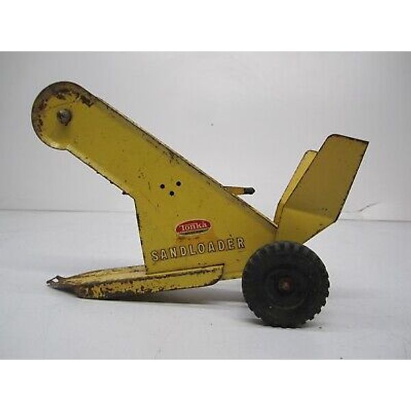 Vtg c1960s Tonka Yellow Sandloader Sand Loader Conveyor Belt Pressed Steel Toy