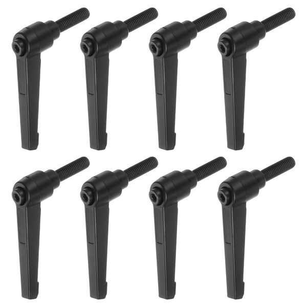 sourcing map 8pcs Adjustable Clamping Lever Handles M8 x 20mm Male Thread Bolt Knobs Rotating Screw Locking Quick Release Ratchet Push Button Handle, Black